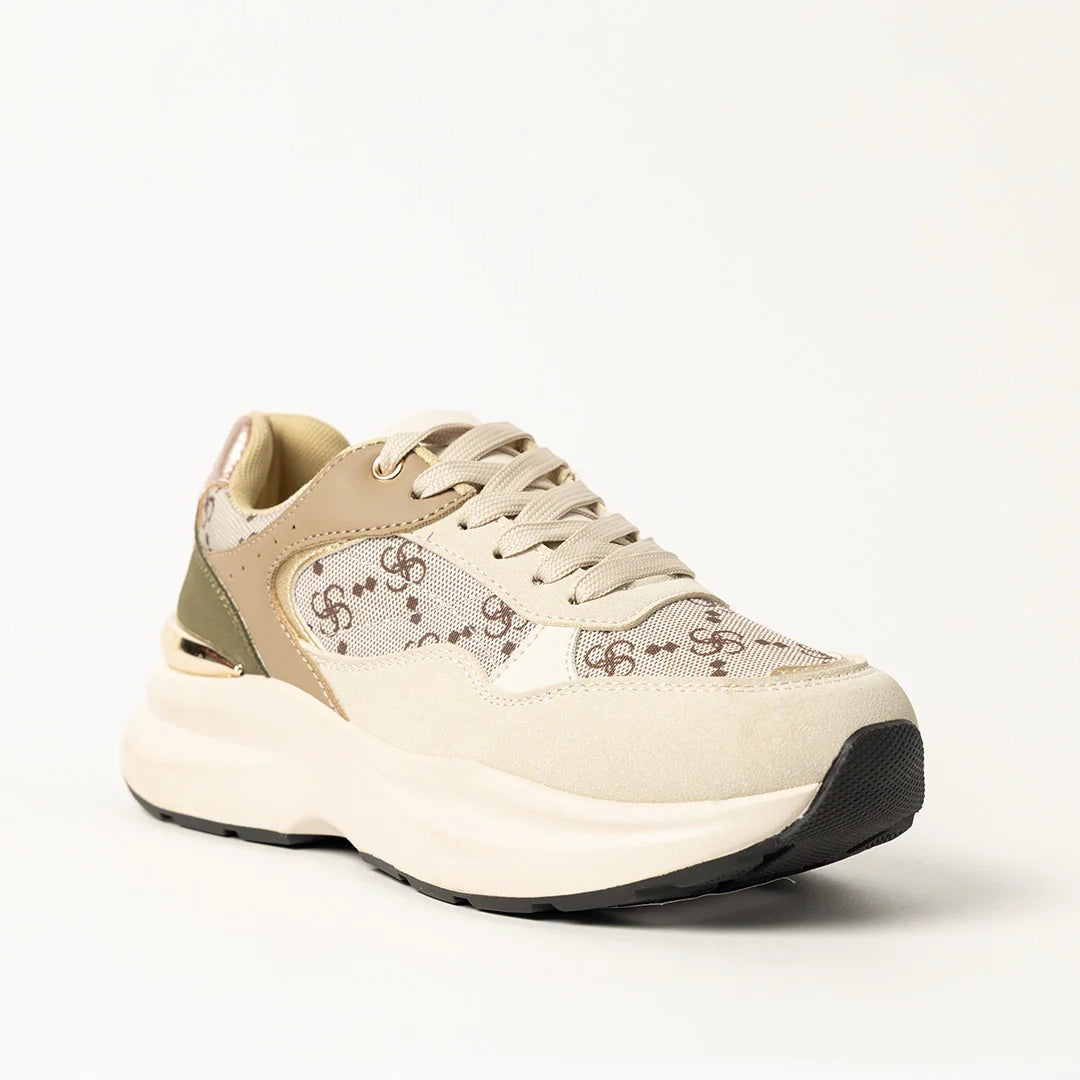 Ciarra Beige And Choc Chunky Sneaker