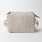 LADIES CIARRA CHOC &amp; BEIGE AOP CROSSBODY BAG