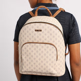 LADIES CIARRA OFF-WHITE &amp; TAN AOP BACKPACK
