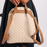 LADIES CIARRA OFF-WHITE &amp; TAN AOP BACKPACK