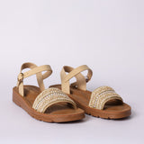 LADIES CIARRA BEIGE WEAVE COMFORT STRAPPY SANDAL