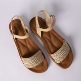 LADIES CIARRA BEIGE WEAVE COMFORT STRAPPY SANDAL