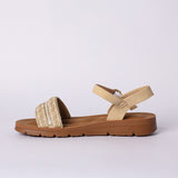 LADIES CIARRA BEIGE WEAVE COMFORT STRAPPY SANDAL