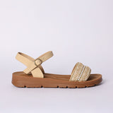 LADIES CIARRA BEIGE WEAVE COMFORT STRAPPY SANDAL