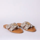 LADIES CIARRA BEIGE AOP PUSH IN SANDAL (CIARRA TRIM)