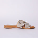 LADIES CIARRA BEIGE AOP PUSH IN SANDAL (CIARRA TRIM)
