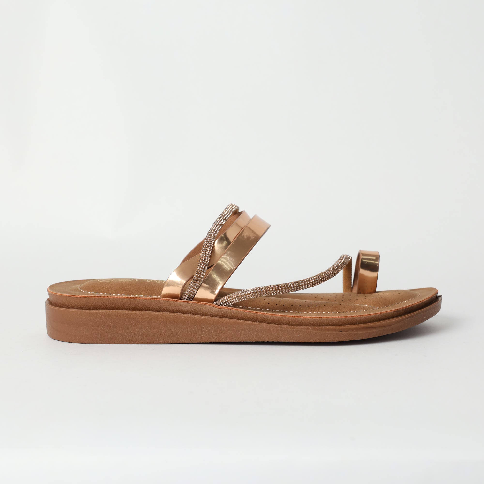 LADIES CIARRA ROSE GOLD COMFORT PUSH IN SANDAL