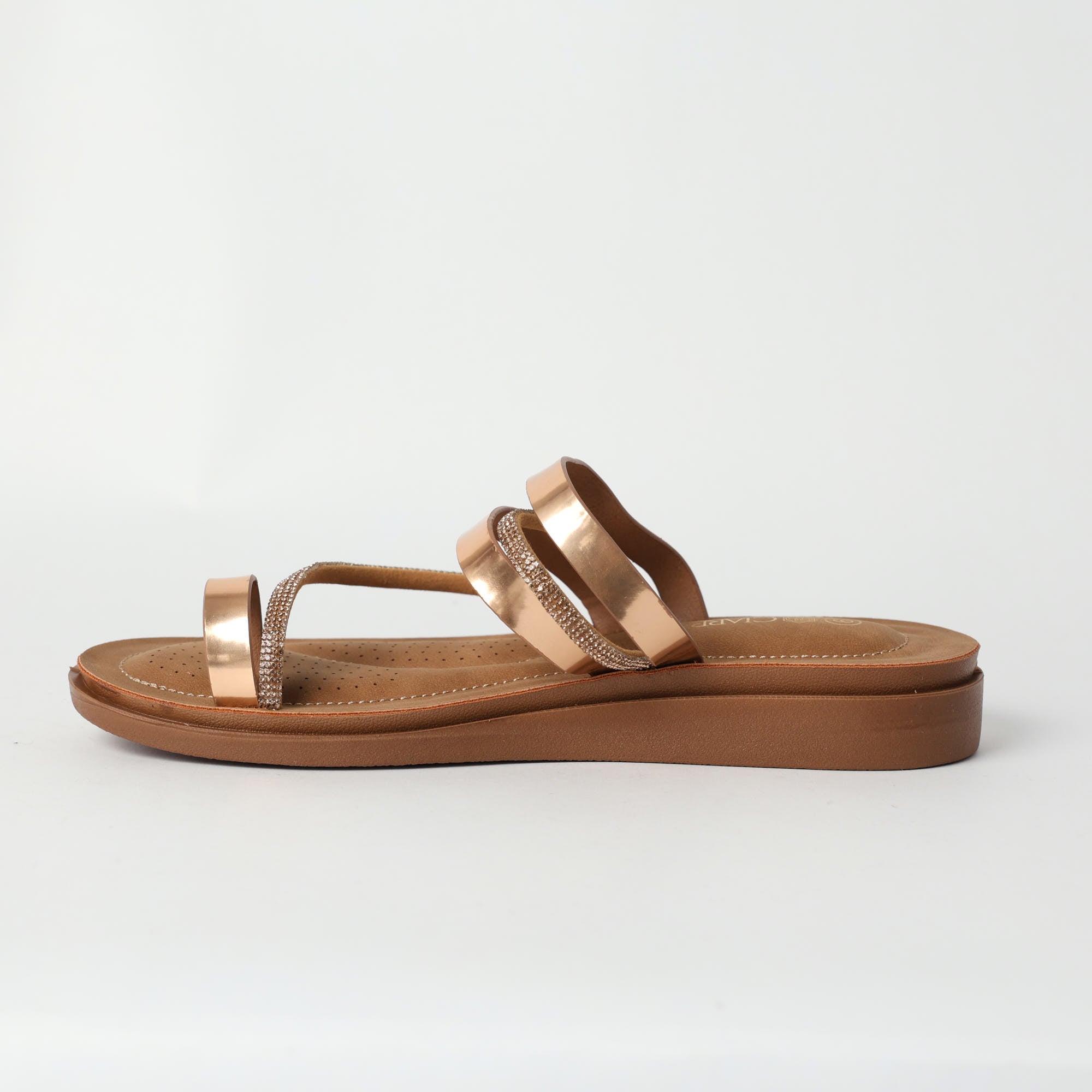 LADIES CIARRA ROSE GOLD COMFORT PUSH IN SANDAL