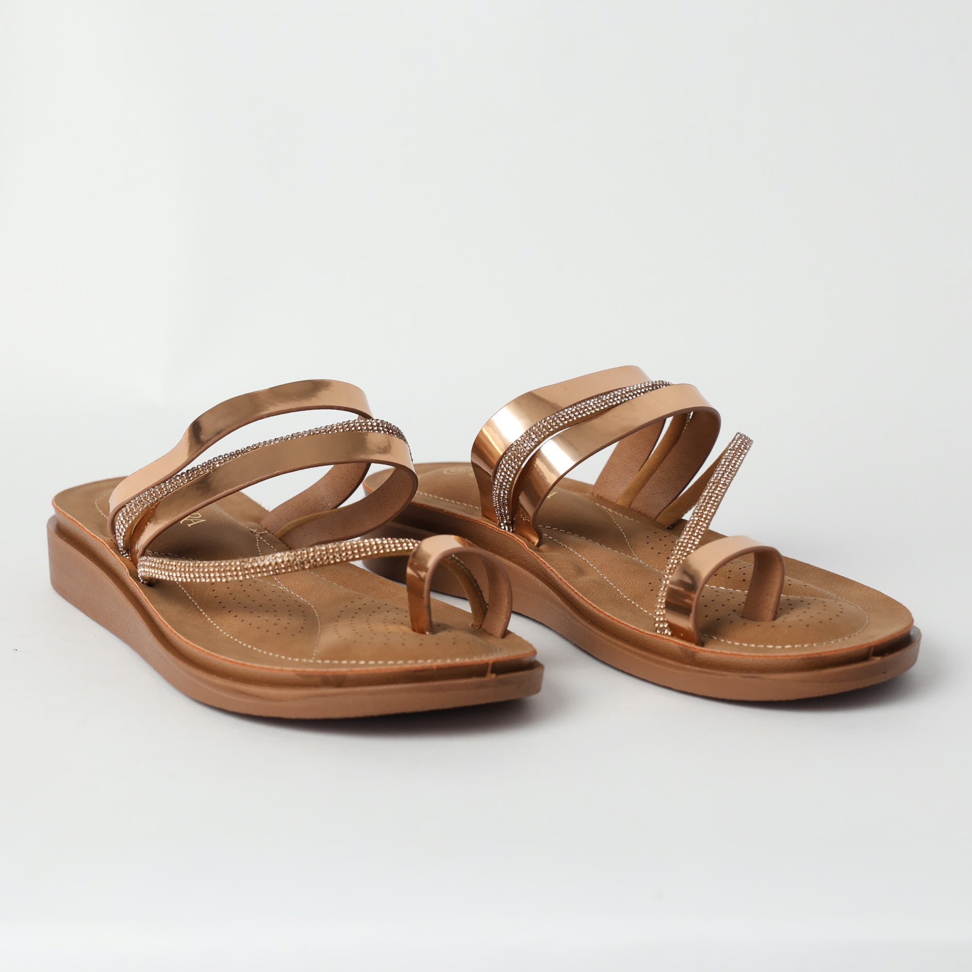 LADIES CIARRA ROSE GOLD COMFORT PUSH IN SANDAL