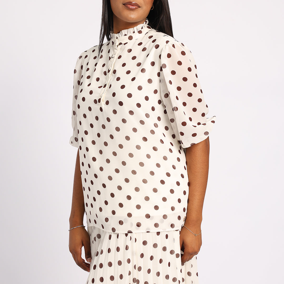 SPOT BUTTON BLOUSE
