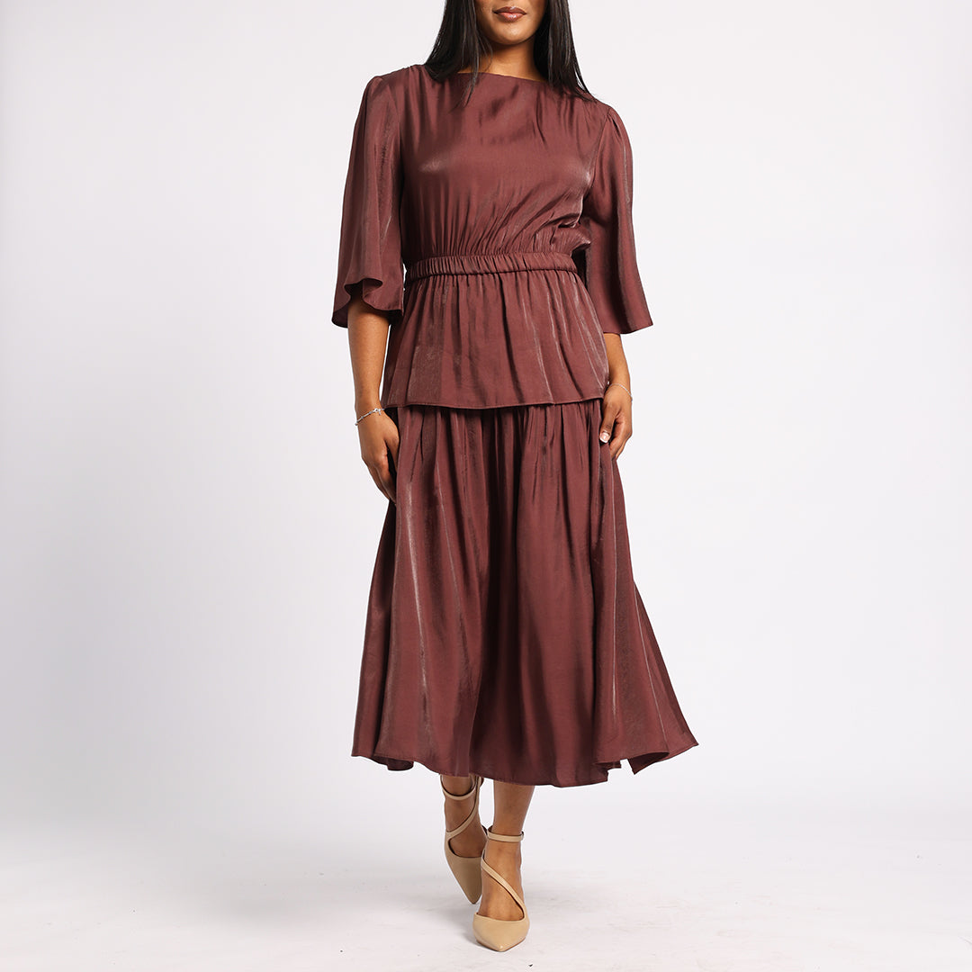 SHIMMER PEPLUM BLOUSE