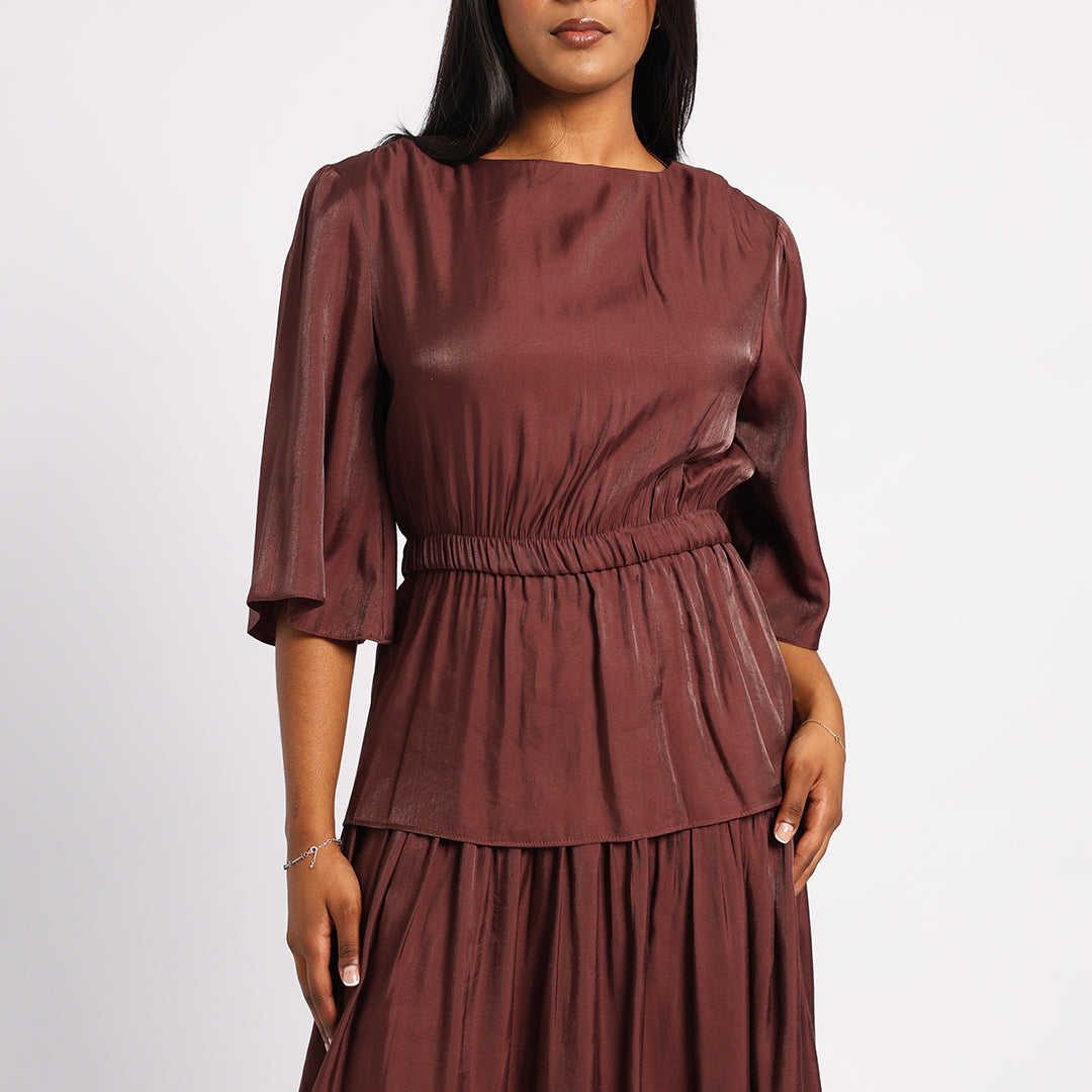 SHIMMER PEPLUM BLOUSE