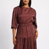 SHIMMER PEPLUM BLOUSE