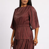SHIMMER PEPLUM BLOUSE