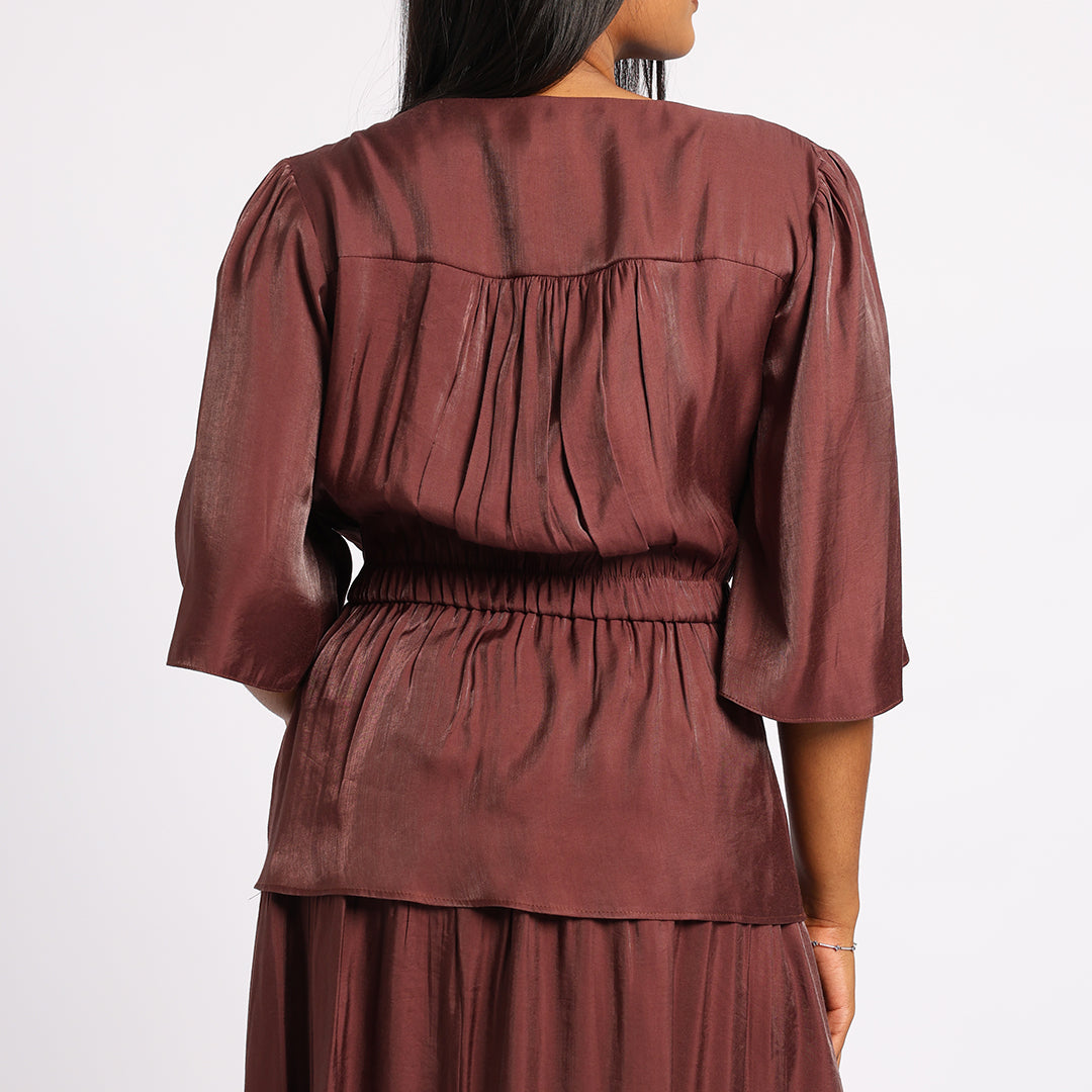 SHIMMER PEPLUM BLOUSE