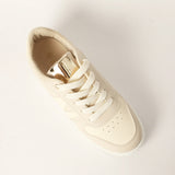 LADIES NOVA BEIGE LACE UP SNEAKER (N APPLIQUE)