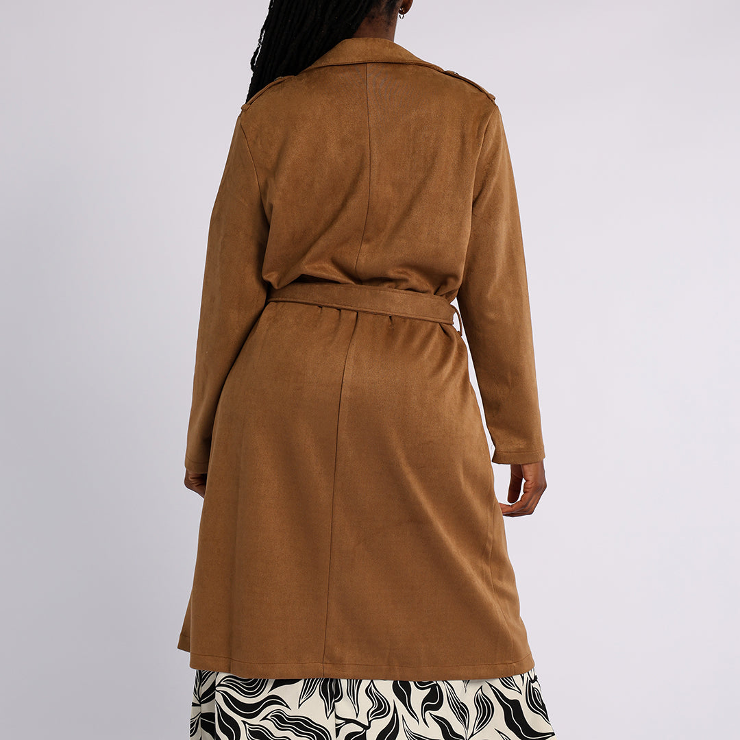 LADIES ALORA CAMEL MOCK SUEDE JACKET