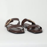 LADIES CIARRA CHOC COMFORT SANDAL (SQUARE, SINGLE BUCKLE