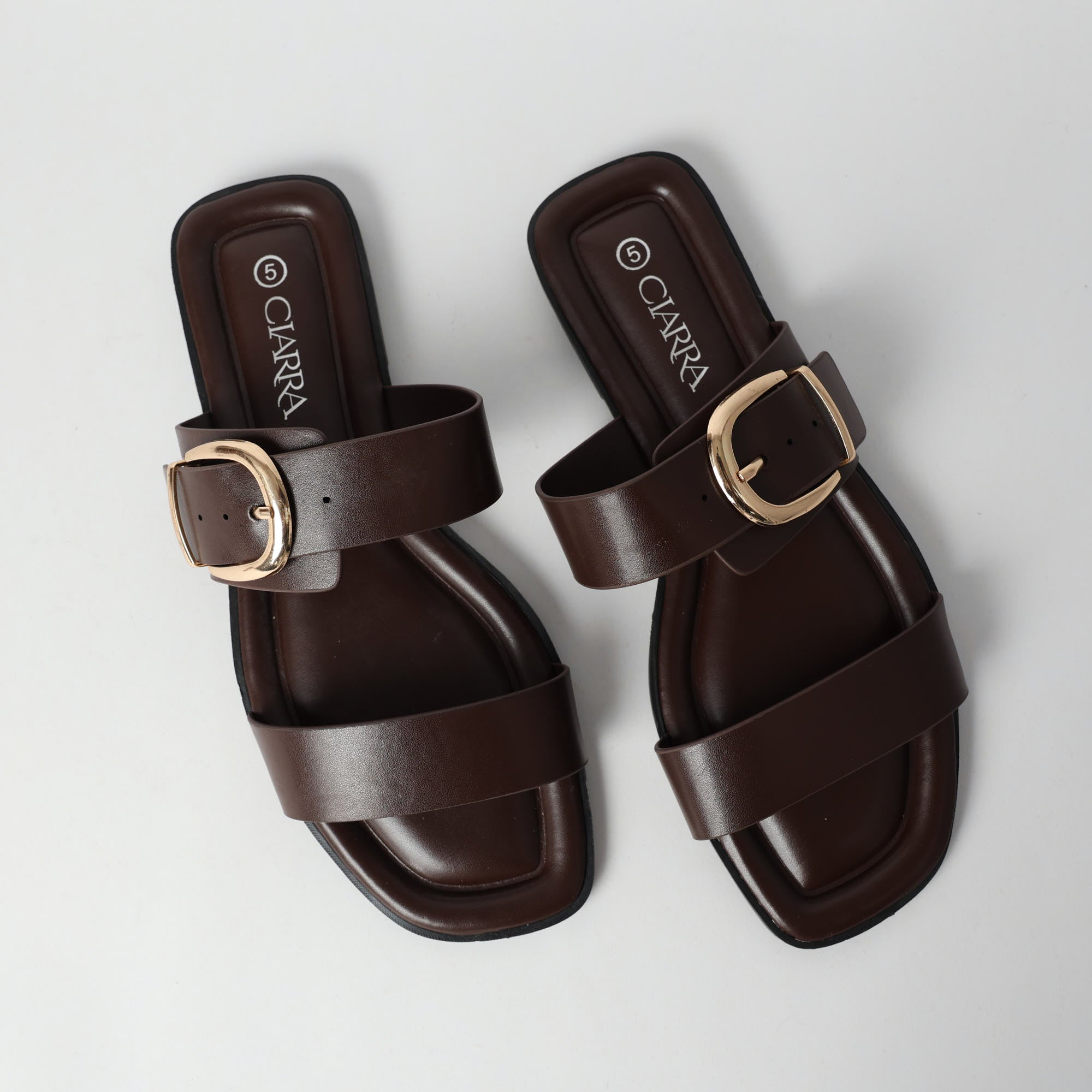 LADIES CIARRA CHOC COMFORT SANDAL (SQUARE, SINGLE BUCKLE