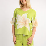 LADIES ALORA PRINTED V NECK BLOUSE