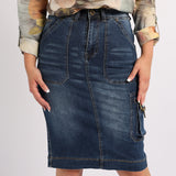 BLUE DENIM CARGO SKIRT