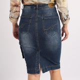 BLUE DENIM CARGO SKIRT