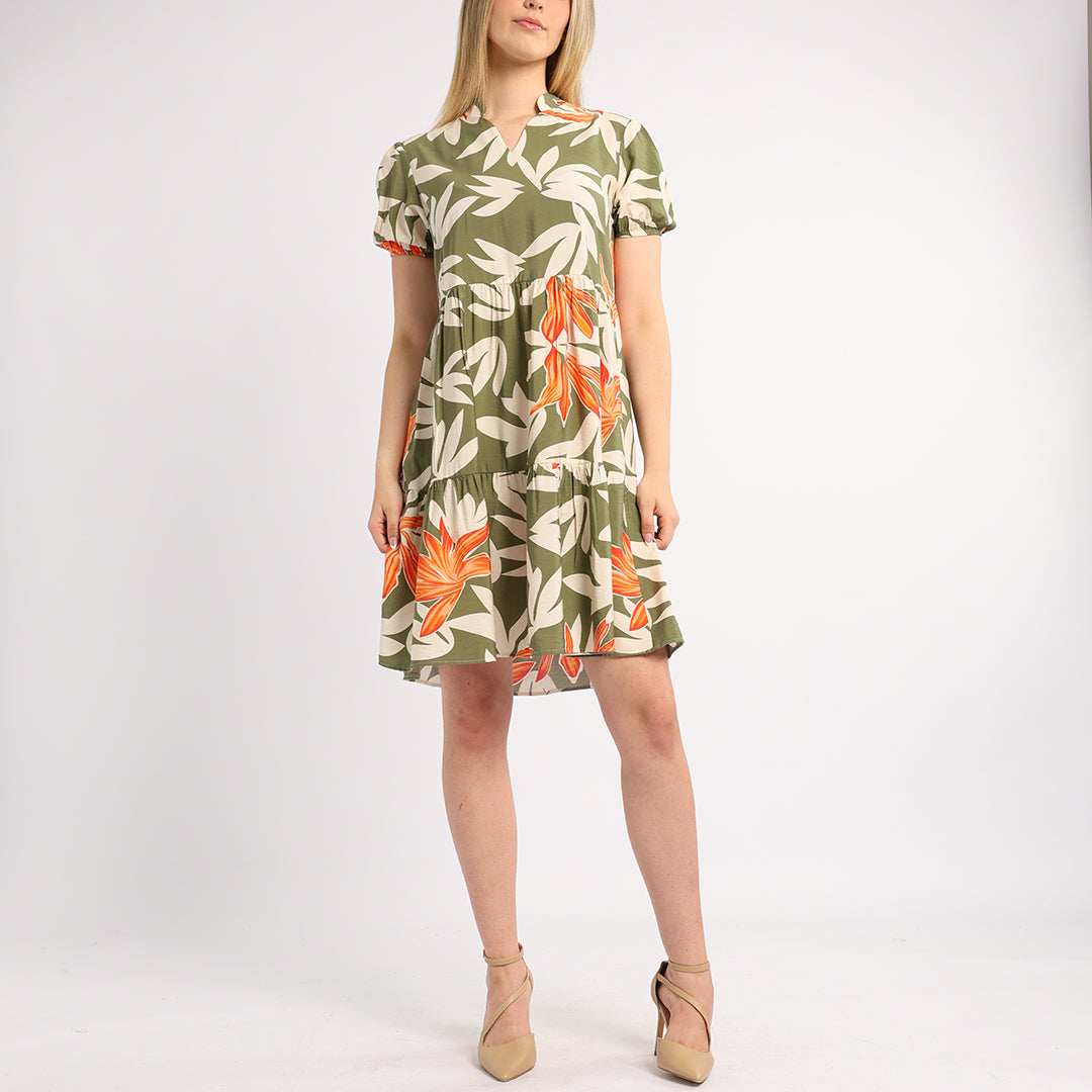 LADIES ALORA TBC PRINT TIERED DRESS