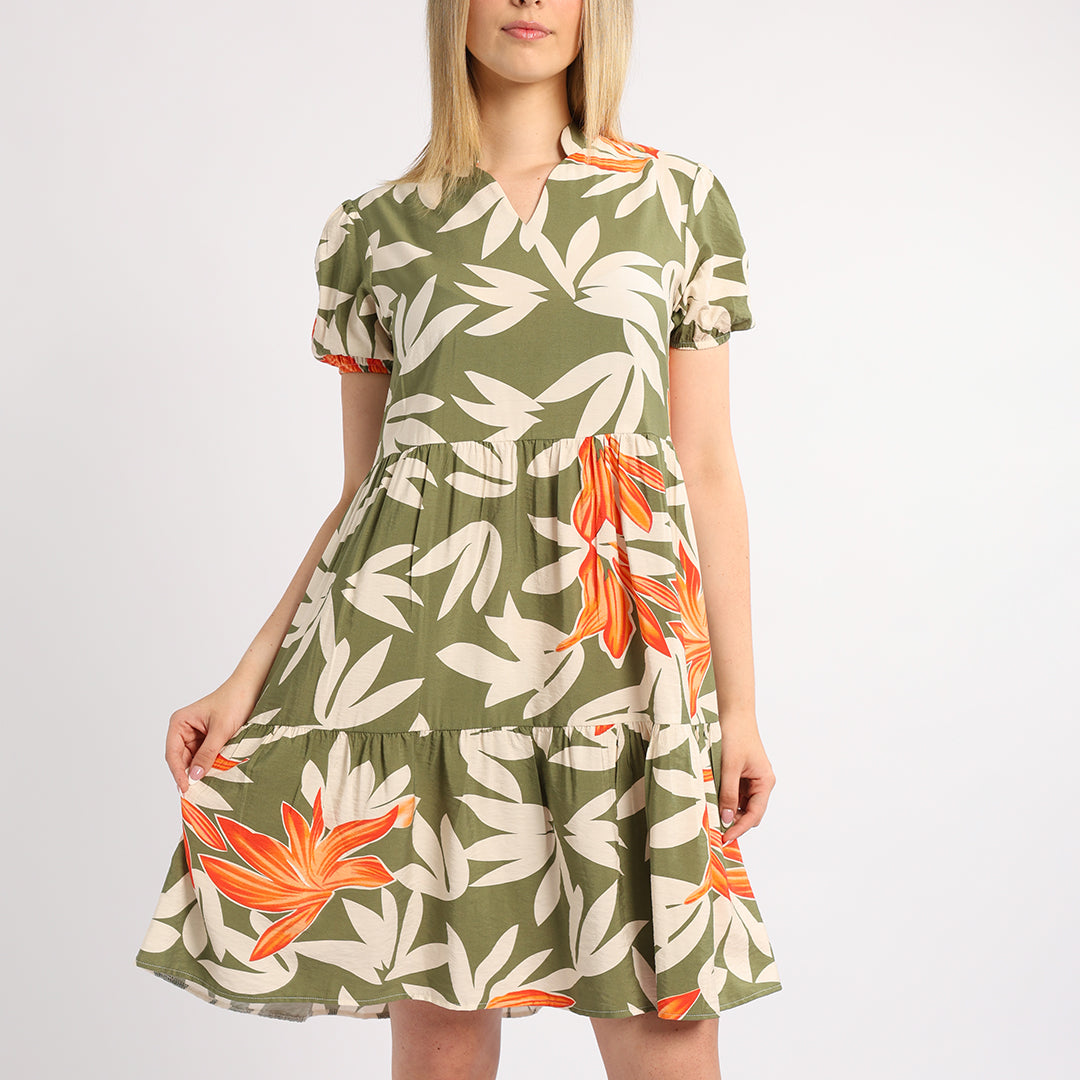LADIES ALORA TBC PRINT TIERED DRESS