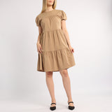 LADIES ALORA STONE PLAIN TIERED DRESS