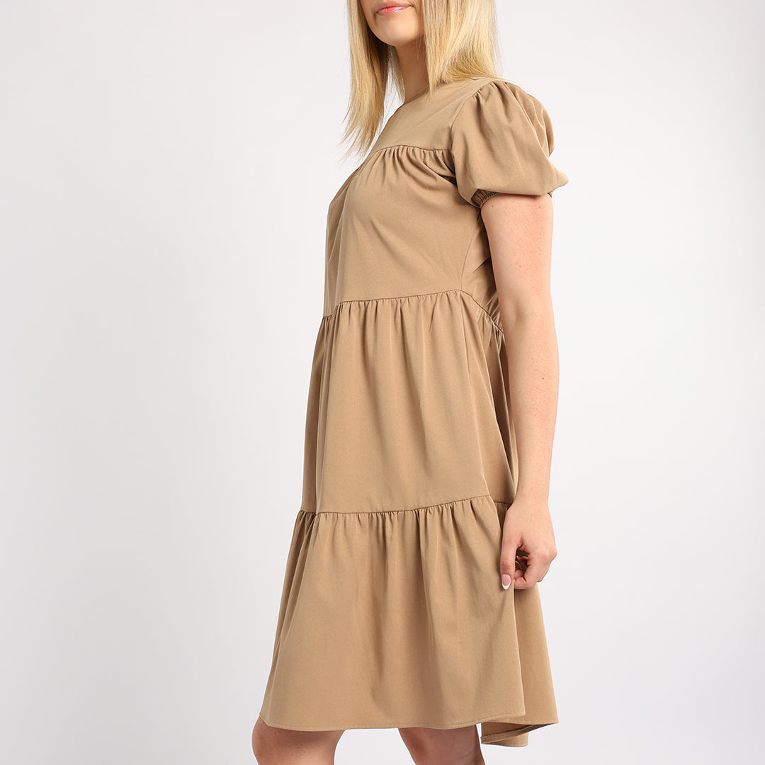 LADIES ALORA STONE PLAIN TIERED DRESS