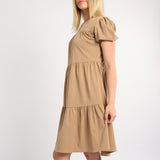 LADIES ALORA STONE PLAIN TIERED DRESS