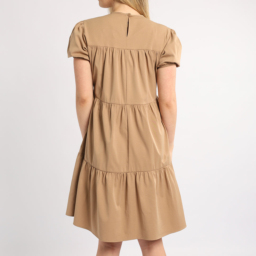 LADIES ALORA STONE PLAIN TIERED DRESS