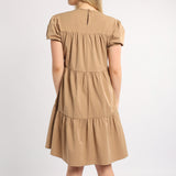 LADIES ALORA STONE PLAIN TIERED DRESS
