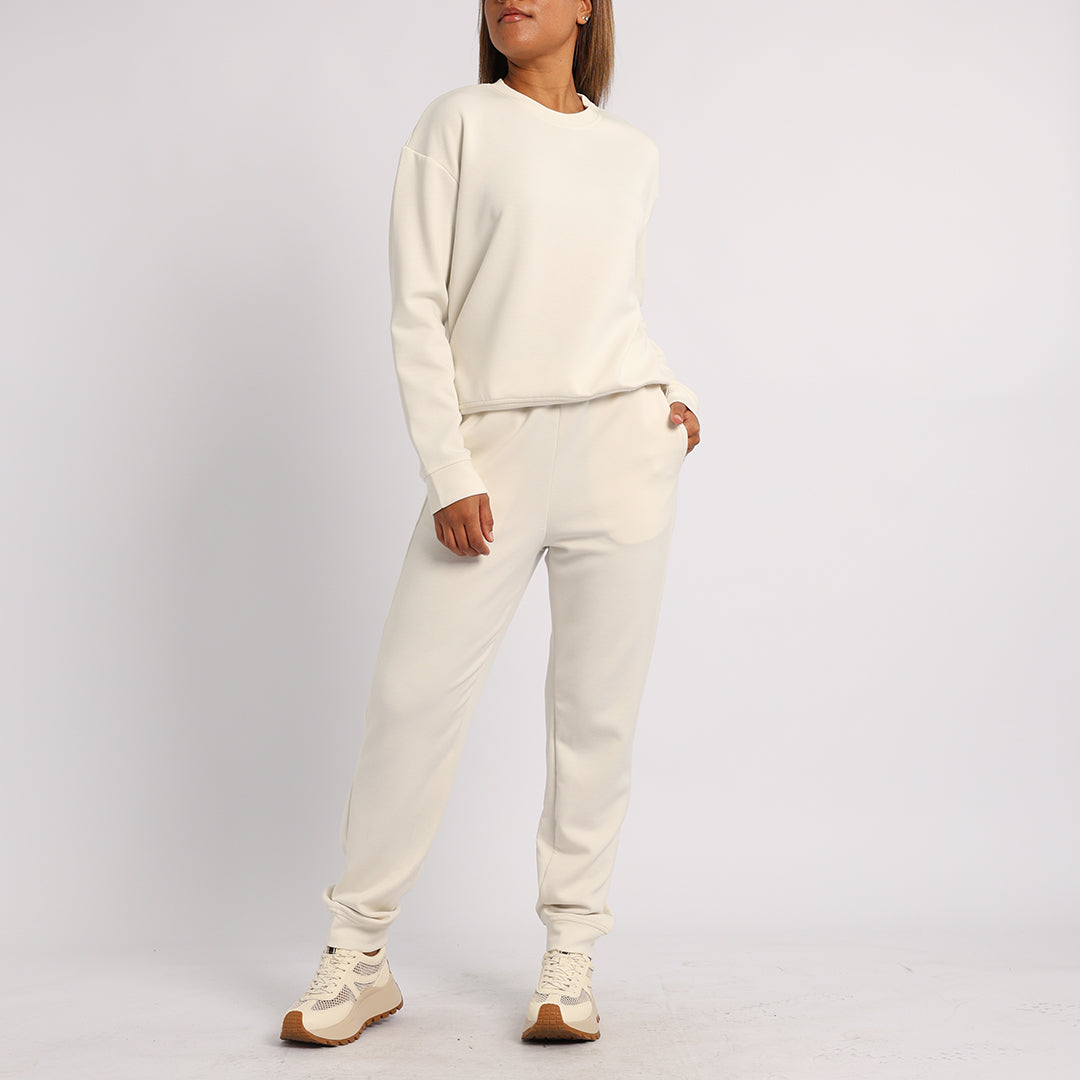 LADIES ALORA CREAM BASIC TRACK PANTS