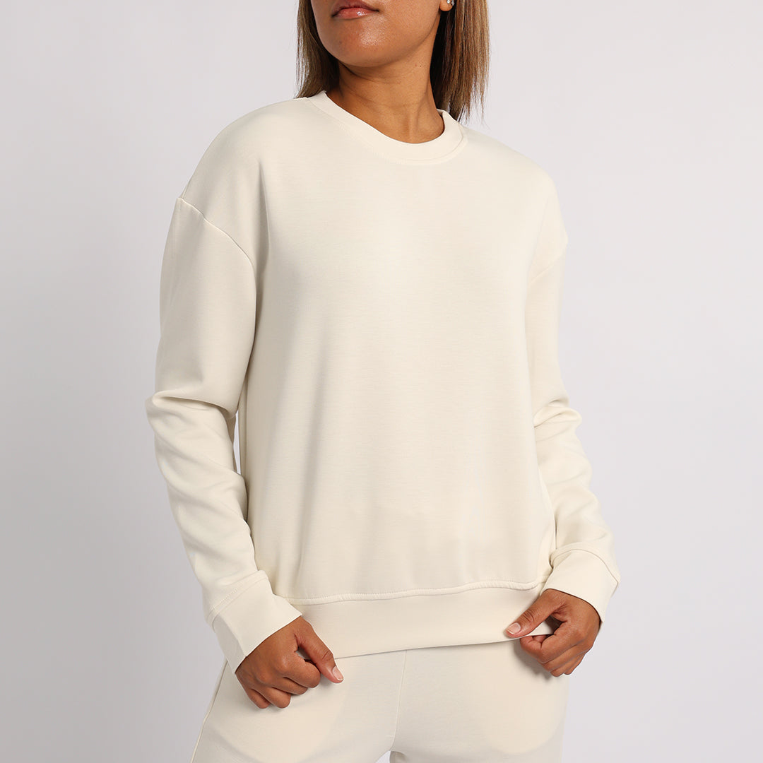 LADIES ALORA CREAM CREW NECK TR SCUBA SWEATER
