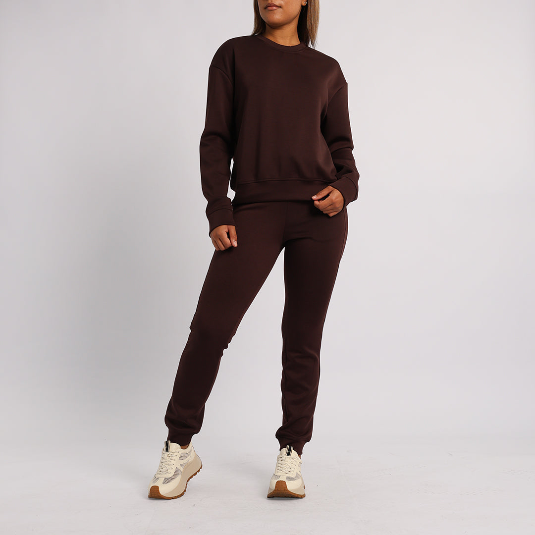 LADIES ALORA CHOC BASIC TRACK PANTS
