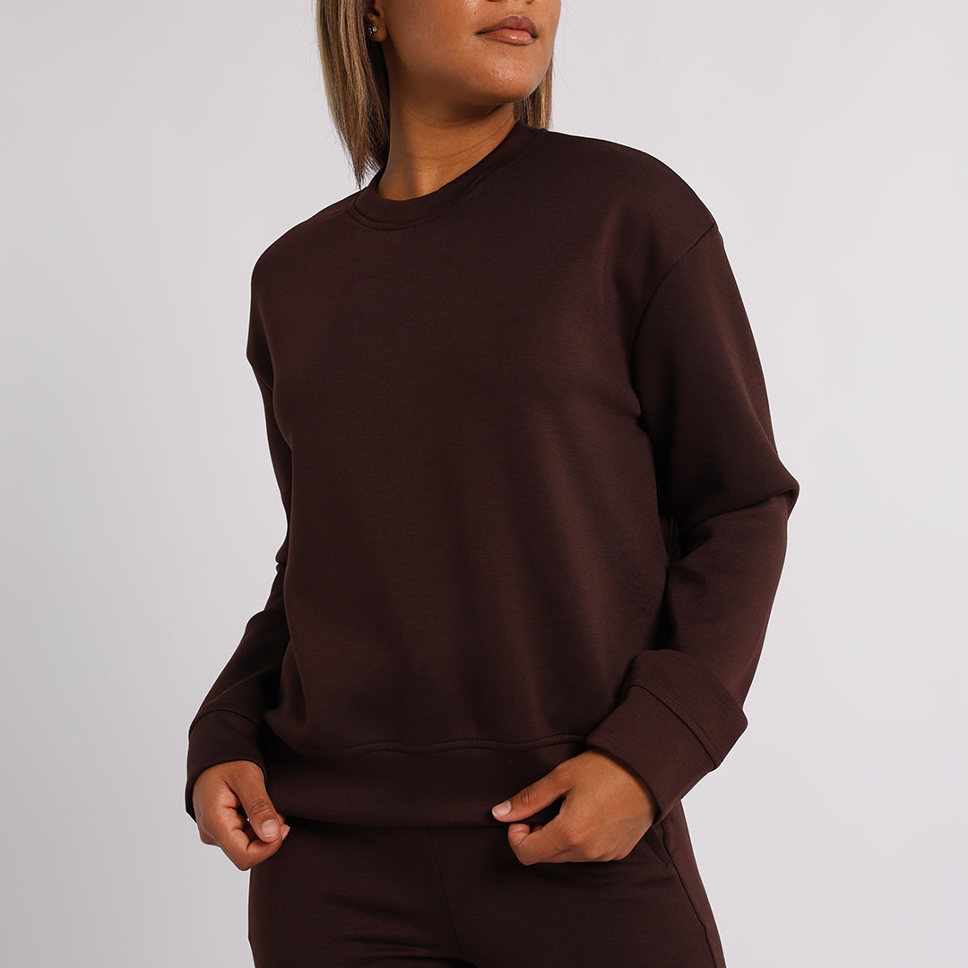 LADIES ALORA CHOC CREW NECK TR SCUBA SWEATER