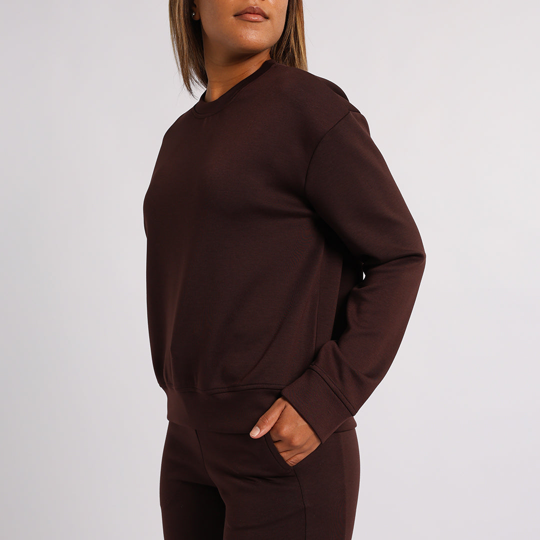 LADIES ALORA CHOC CREW NECK TR SCUBA SWEATER