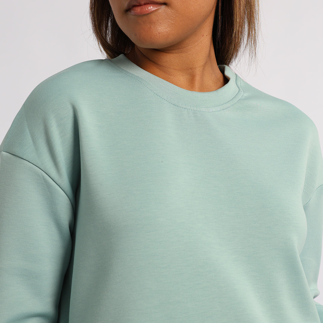 LADIES ALORA GREEN CREW NECK TR SCUBA SWEATER