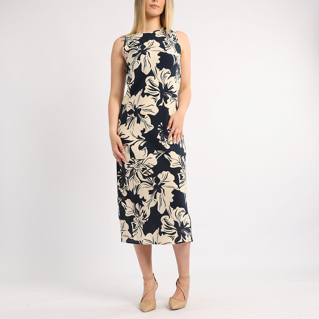 LADIES ALORA TBC PRINTED SLEEVELESS BIAS CUT DRESS