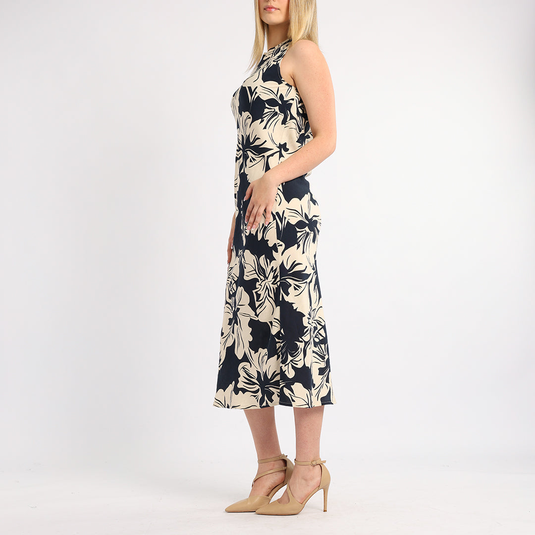 LADIES ALORA TBC PRINTED SLEEVELESS BIAS CUT DRESS