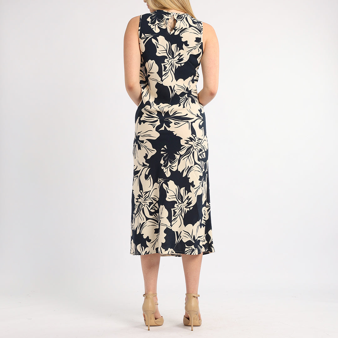 LADIES ALORA TBC PRINTED SLEEVELESS BIAS CUT DRESS