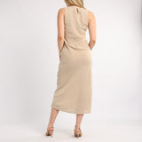 LADIES ALORA STONE SLEEVELESS BIAS CUT DRESS
