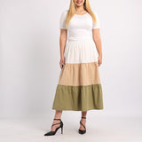 LADIES ALORA TBC COLOUR BLOCK TIERED SKIRT