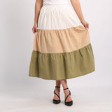 LADIES ALORA TBC COLOUR BLOCK TIERED SKIRT