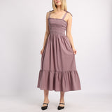 LADIES ALORA MAUVE SMOCKED DRESS