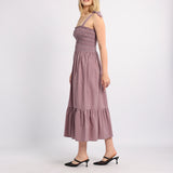 LADIES ALORA MAUVE SMOCKED DRESS