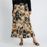 LADIES ALORA PRINTED PLEATED SKIRT WITH ELASTIC BELT