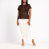 COMBO PLEATED DRESS