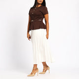 COMBO PLEATED DRESS